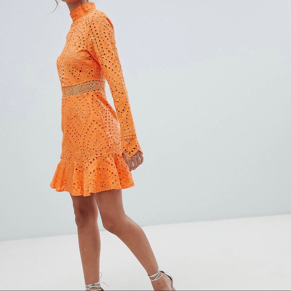 LIONESS Cutwork Orange Dress NWT